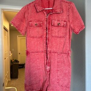 Stylish Pink Denim Jumpsuit